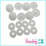 BUTTON - BAG BUCKLE-CIRCLE-PLASTIC-1CM & 2CM (WHITE)
